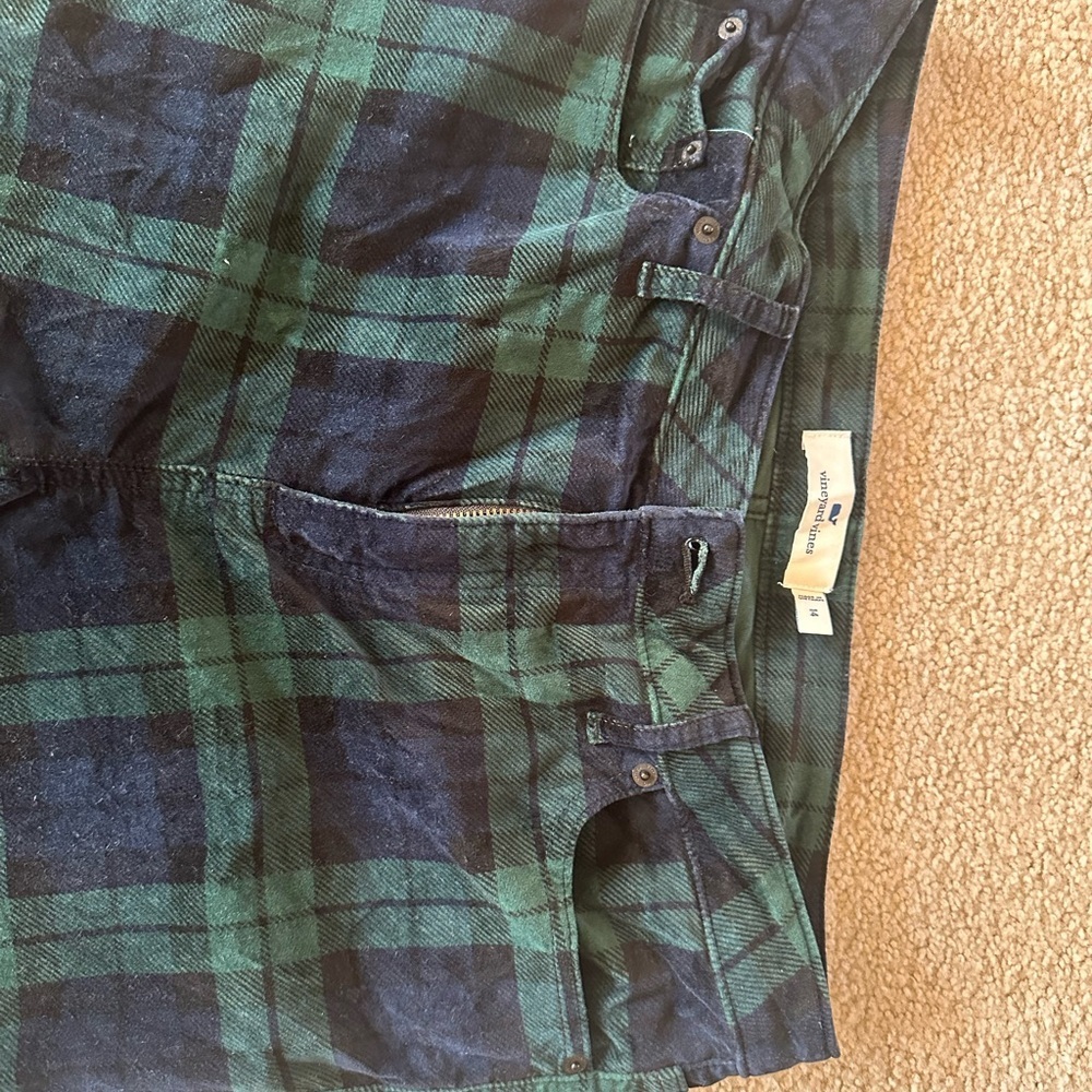 Vineyard Vines High Rise Skinny Blackwatch Plaid Velvet Pants